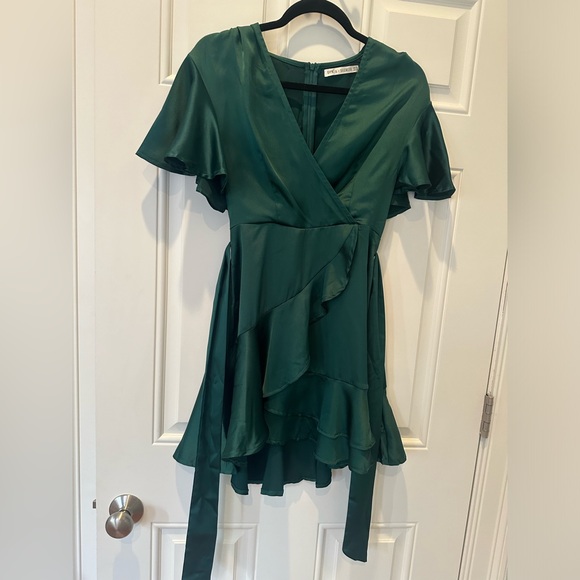 Saints and Secrets Dresses & Skirts - Saints and Secrets Green Satin Dress